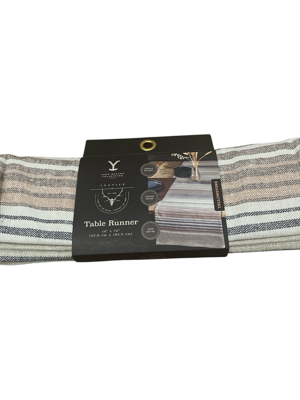 John Dutton Collection Table Runner - Striped Beige and Gray